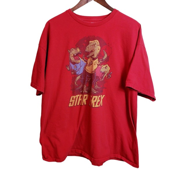 TeeFury Other - Star Trek Theme T-Rex Men's Red T-Shirt Tee Fury Size XL Dinosaurs Used